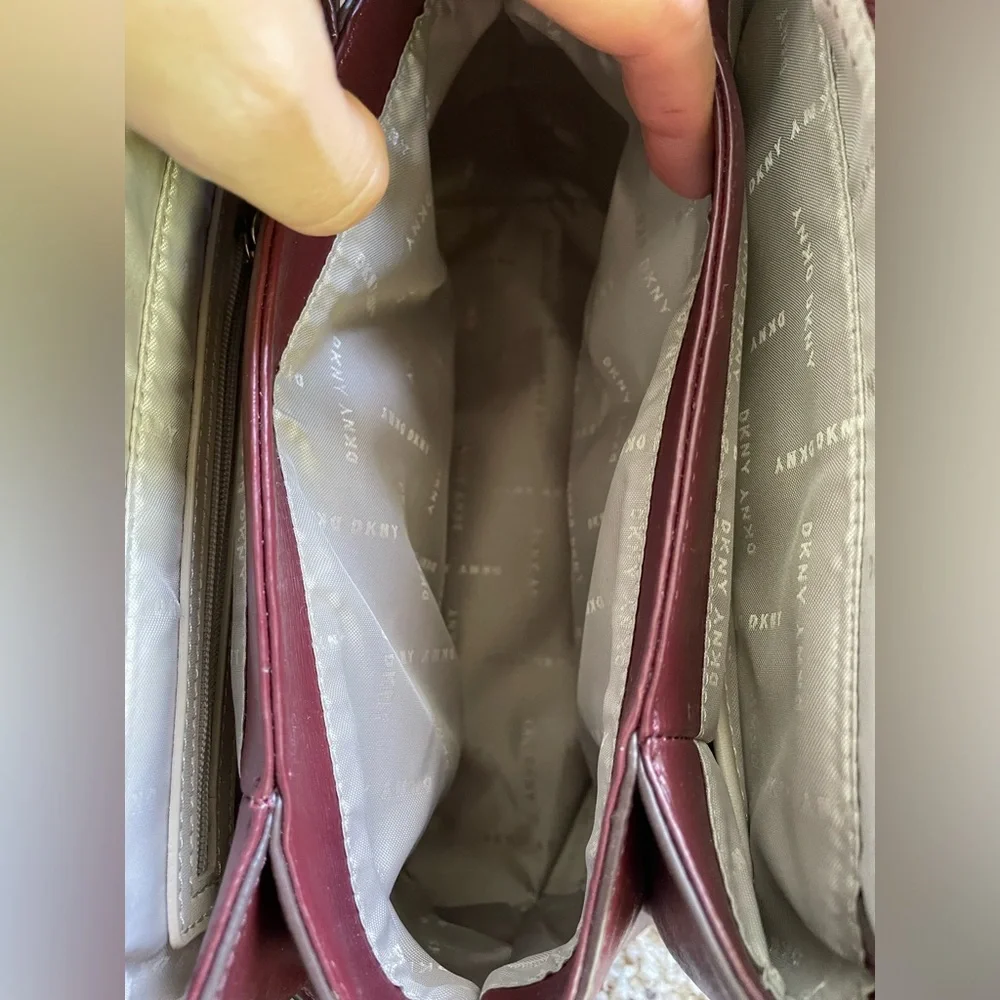 DKNY Red Leather Paige Dome Satchel NWOT - Picture 6 of 10